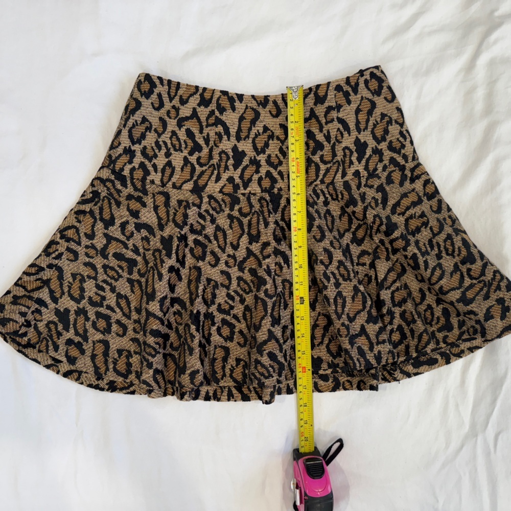 NWT Free People Brown Cheetah Leopard Print Ruffle Skater Mini Skirt Size 8 Boho - Picture 3 of 6